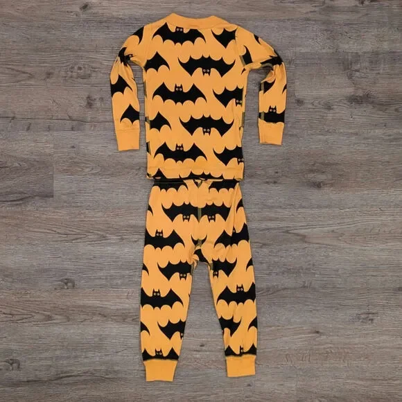 Hanna Andersson Halloween Bats Orange Black 2 Piece Pajamas Size 2 - Picture 6 of 6